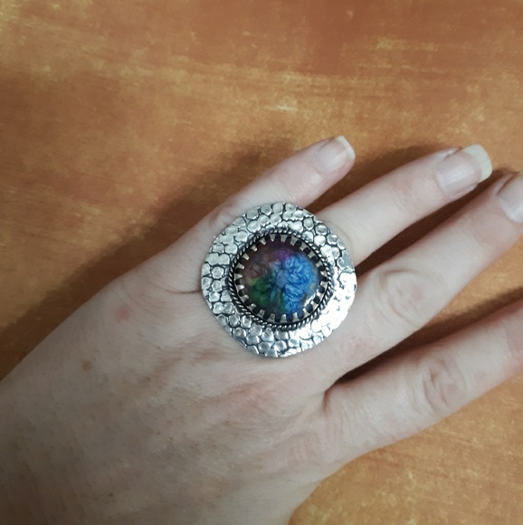 New Rainbow Solar Quartz Silver Ring. - Picture 5 of 8